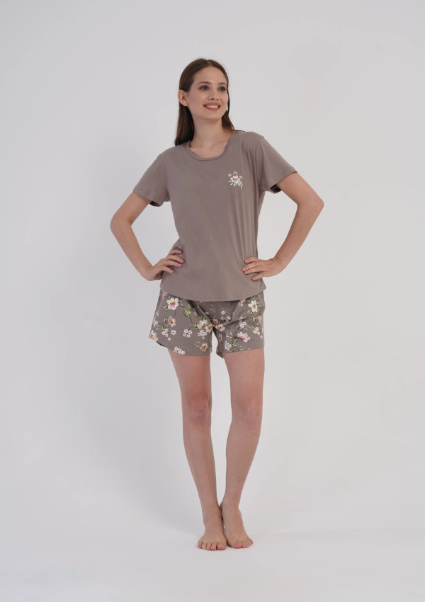 Piżama Damska Vienetta Rose Olive, Beżowy, S-XL