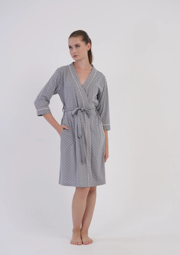 Szlafrok damski Vienetta Blush Grey, Szary, r. M-XXL