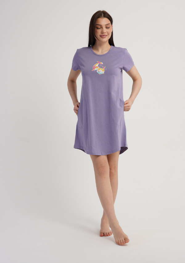 Koszula Nocna Vienetta Lavender Dream, Lawendowy, r. M-XXL