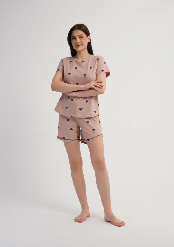 Piżama Damska Vienetta Sweet Hearts, Różowy, S -XL
