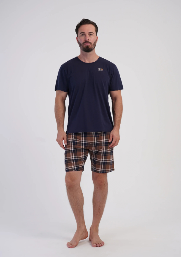 Piżama Męska Vienetta Mocha Navy, Granatowy, r. M-XXL