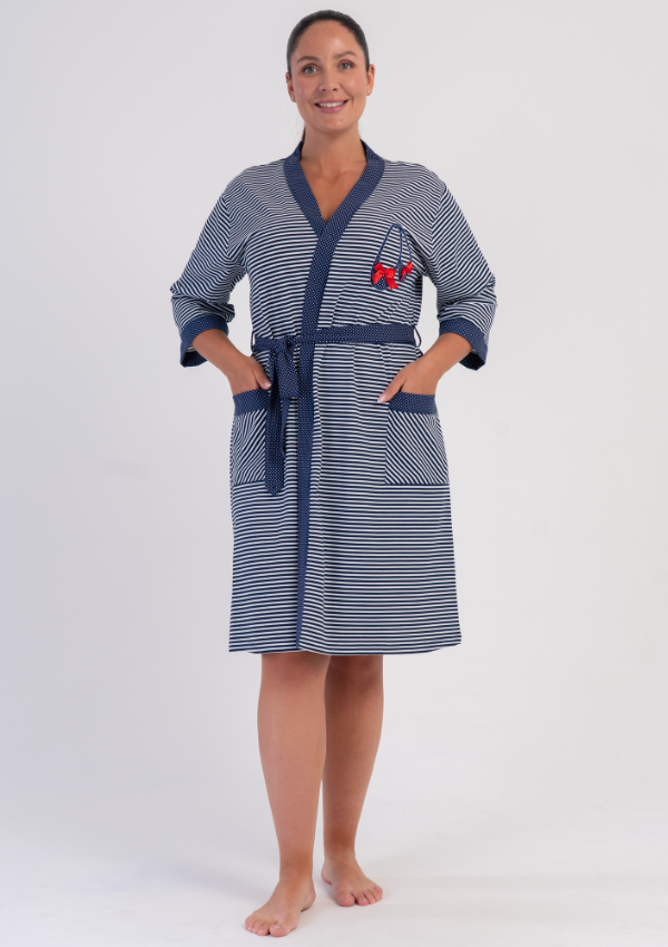 Szlafrok damski Vienetta Stripe Robe, Granatowy, r. 1XL - 4XL