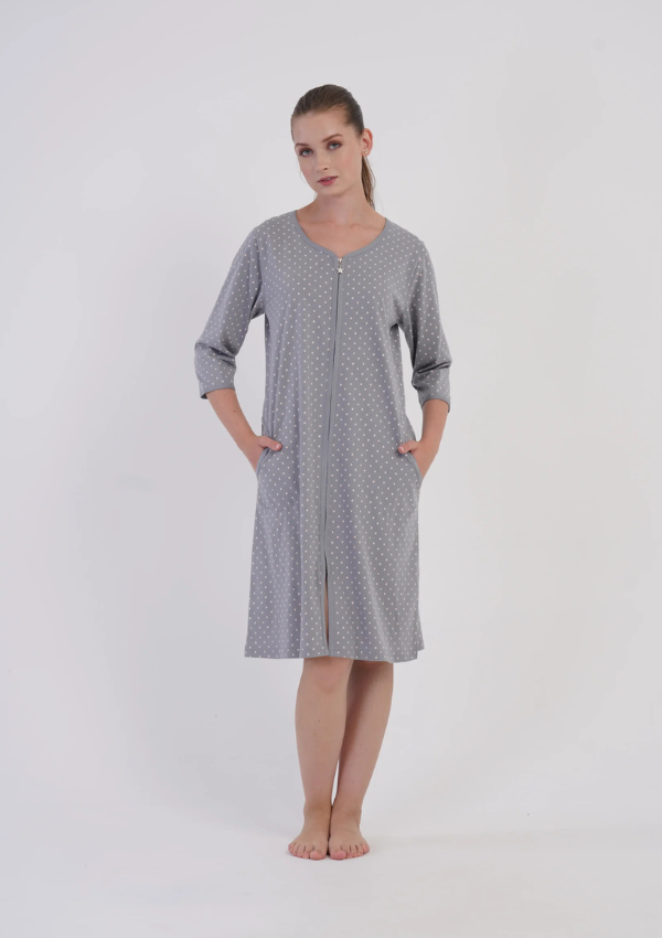Szlafrok damski Vienetta Silver Pearl, Szary, r. M-XXL