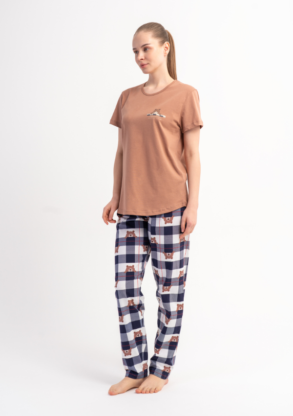 Piżama Damska Vienetta Soft Bear, Beżowy, r. S-XL