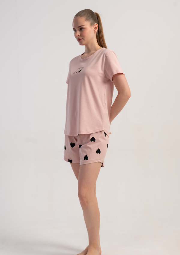 Piżama Damska Vienetta Sweet Hearts, Różowy, S -XL