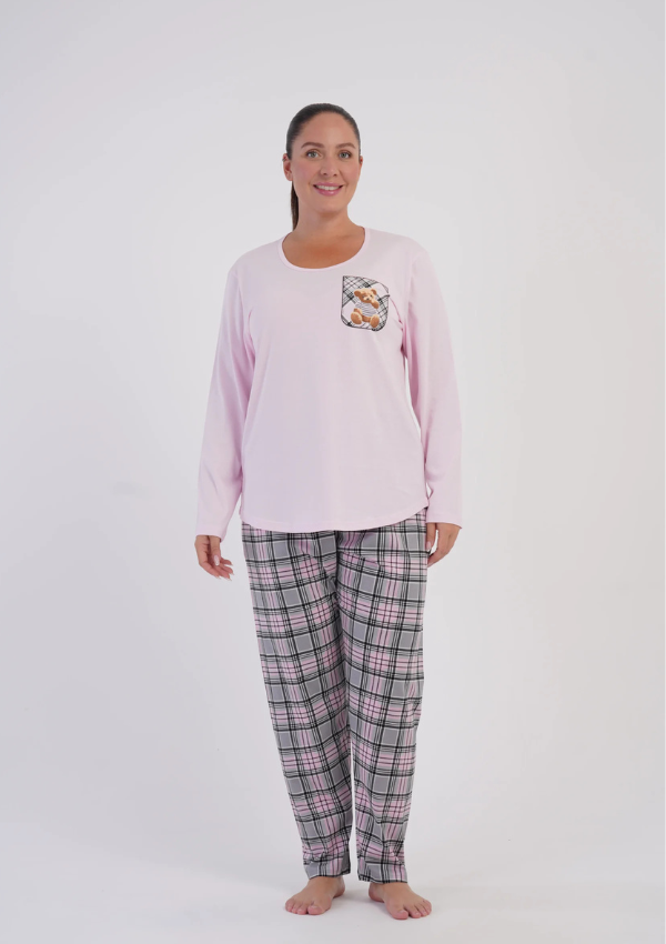 Piżama Damska Vienetta Rose Teddy, Różowy, r. 1XL-4XL