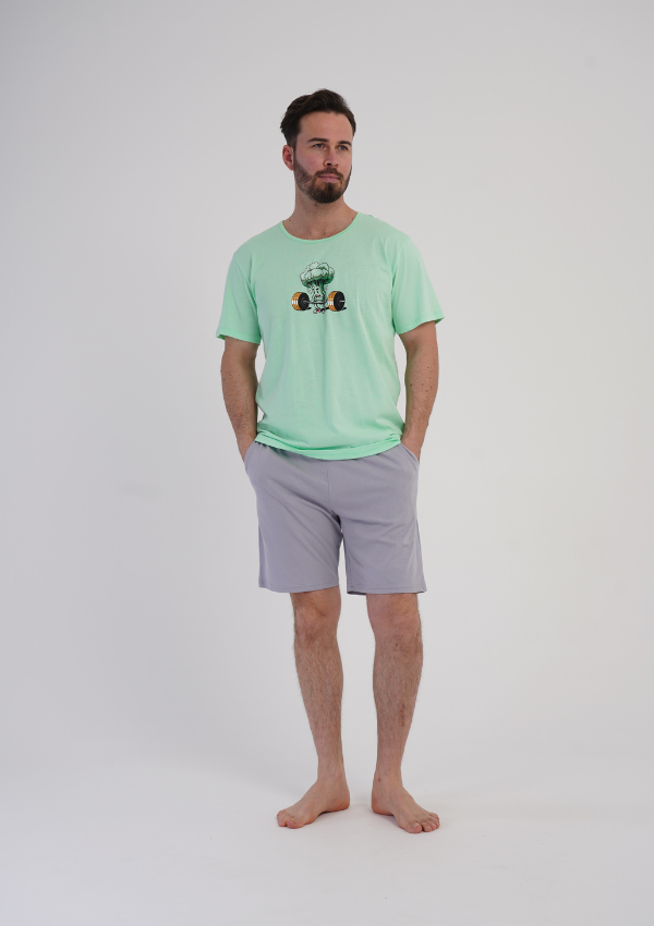 Piżama Męska Vienetta Broccoli Power, Zielony, r. S-XL