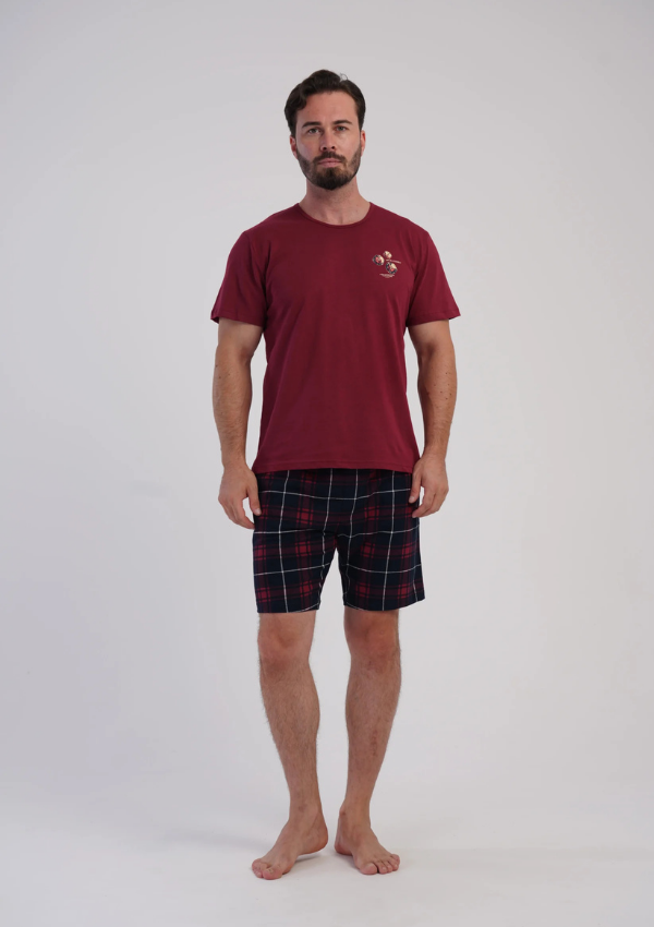 Piżama Męska Vienetta Navy Burgundy, Bordowy, r. M-XXL
