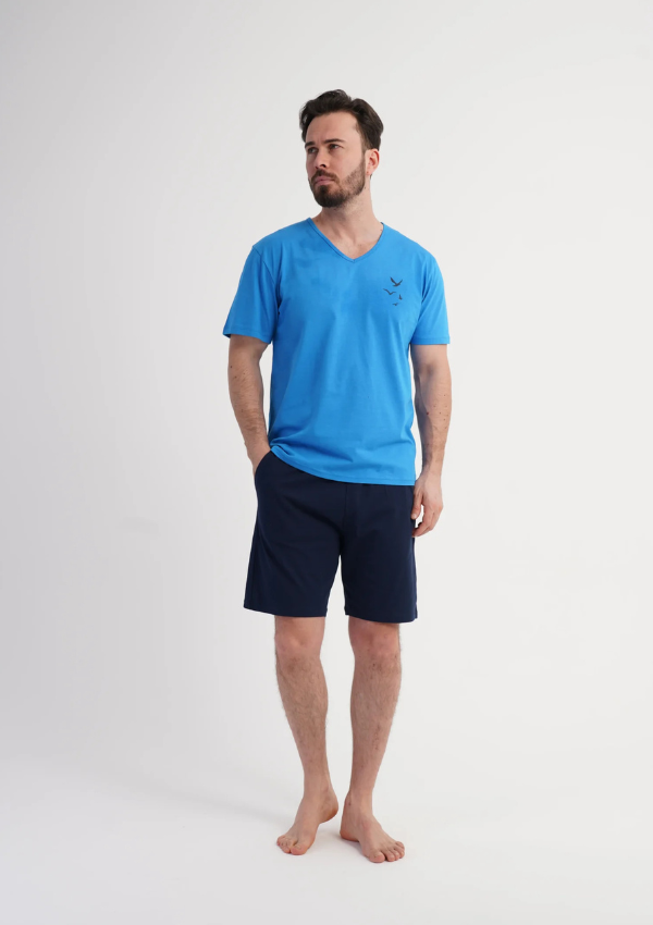 Piżama Męska Vienetta Blue Flight, Niebieski, r. S-XL