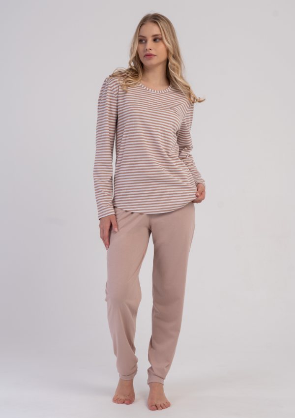 Piżama Damska Soft Stripes, Beżowy, r. M-XXL