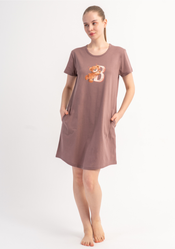 Koszula Nocna Vienetta Brown Teddy, Brązowy, r. M-XXL