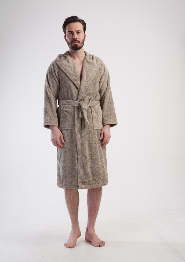 Szlafrok męski Vienetta Beige Vibes, Beżowy, r. L-XXL