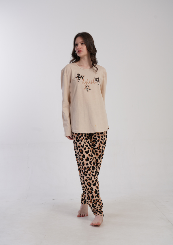 Piżama Damska Vienetta Wild Stellar, Beżowy, r. 1XL-4XL