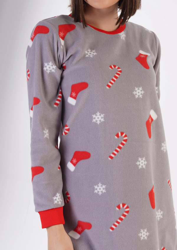 Koszula Nocna Damska Vienetta Winter Comfort, Szary, r. S - XL