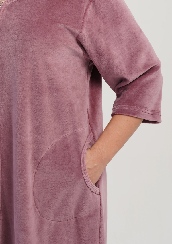 Szlafrok damski Vienetta Velvet Comfort, Różowy, r. 1XL-4XL