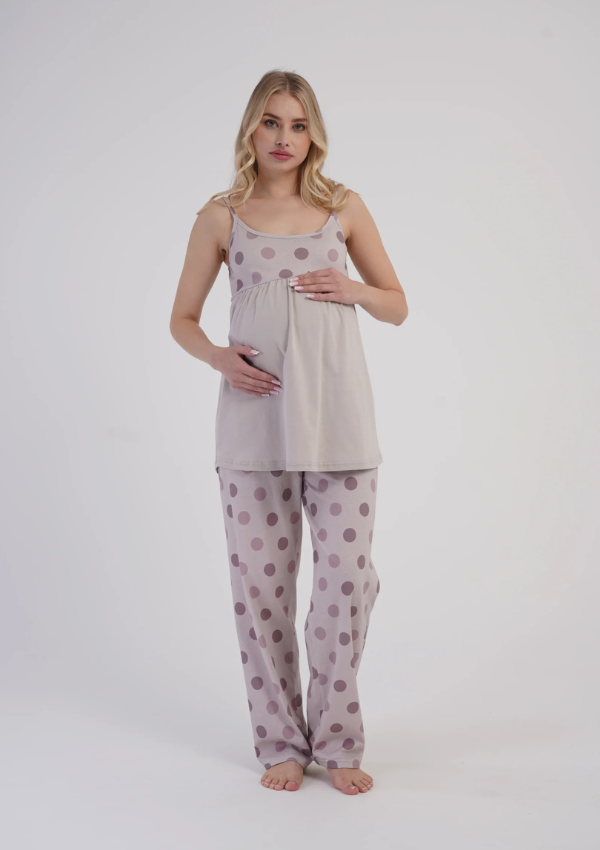 Piżama Damska do karmienia Soft Maternity, Beżowy, r. S-XL