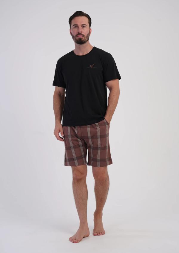 Piżama Męska Vienetta Check Summer, Czarny, r. 1XL-4XL