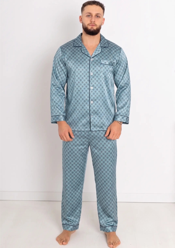 Piżama Męska Classic Satin, Wielokolorowy, r. M- XXXL