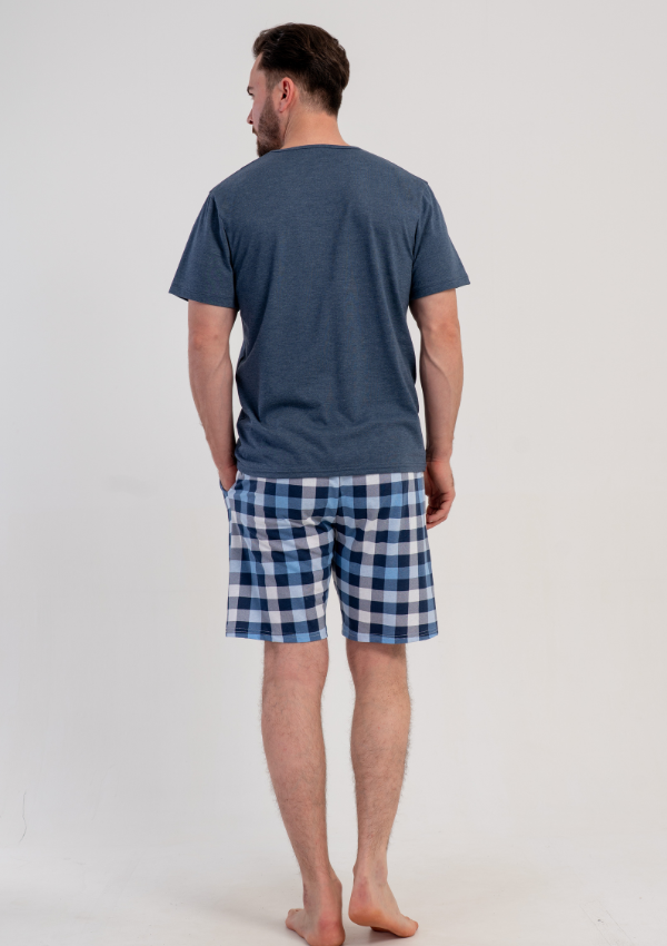 Piżama Męska Vienetta Steel Check, Szary, r. 1XL-4XL