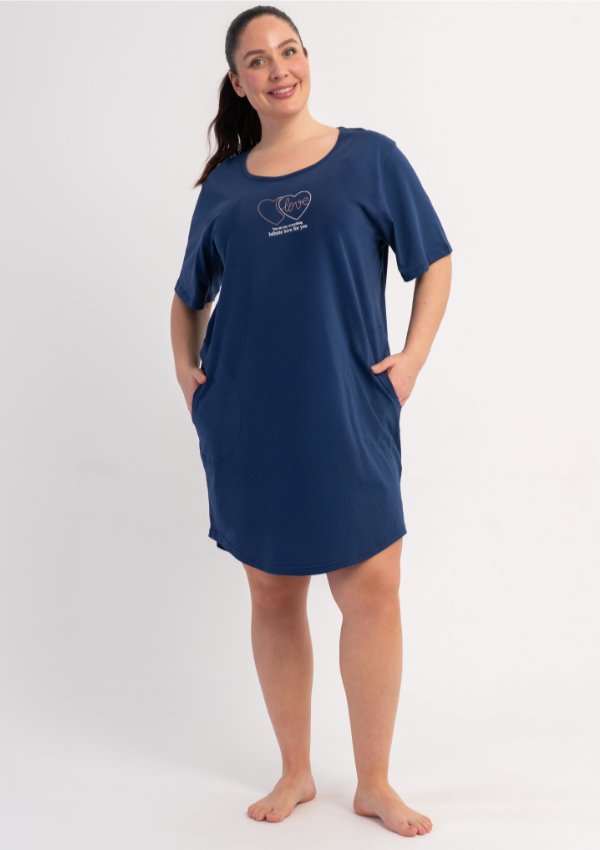 Koszula Nocna Damska Love Blush, Granatowy, r. 1XL - 4XL