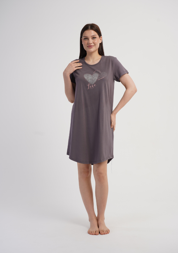 Koszula Nocna Vienetta Love Heart, Szary, r. M-XXL