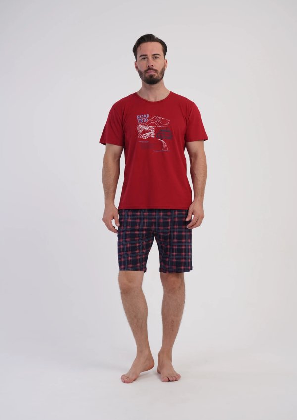 Piżama Męska Vienetta Trip Summer, Czerwony, r. S-XL