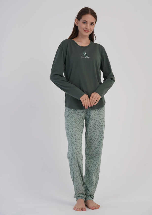 Piżama Damska Vienetta Botanical Green, Zielony, r. M-XXL