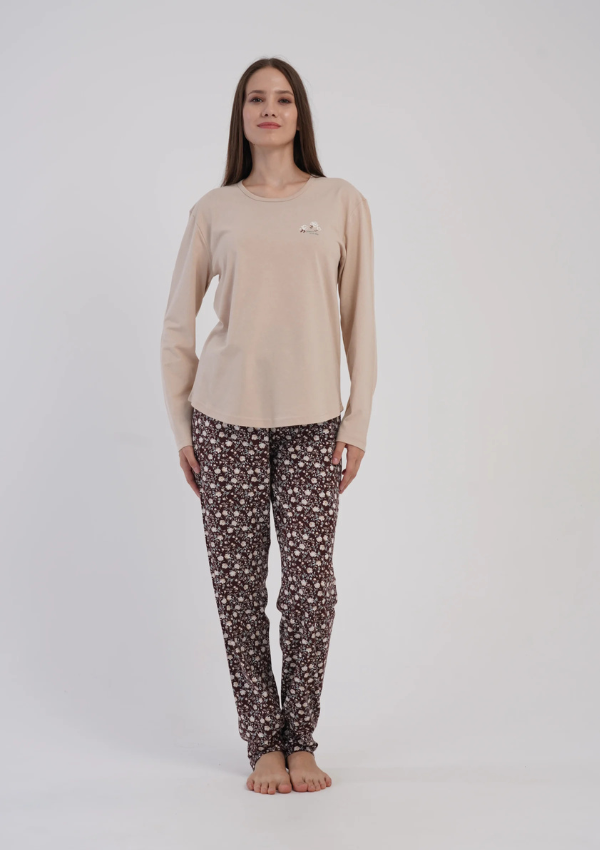 Piżama Damska Vienetta Beige Brown, Beżowy, r. M-XXL