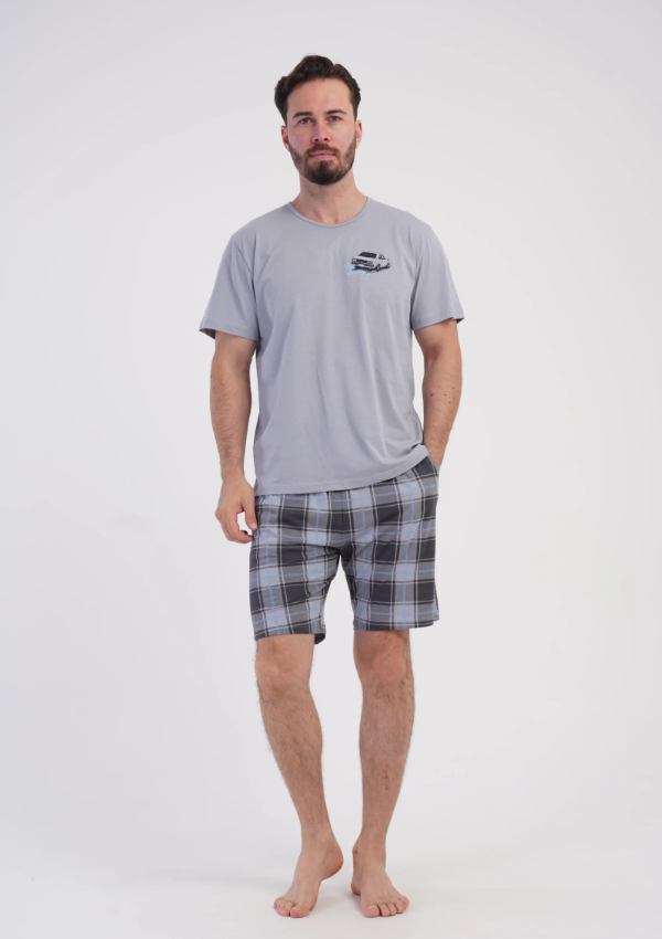 Piżama Męska Vienetta Blue Motor, Szary, r. M-XXL