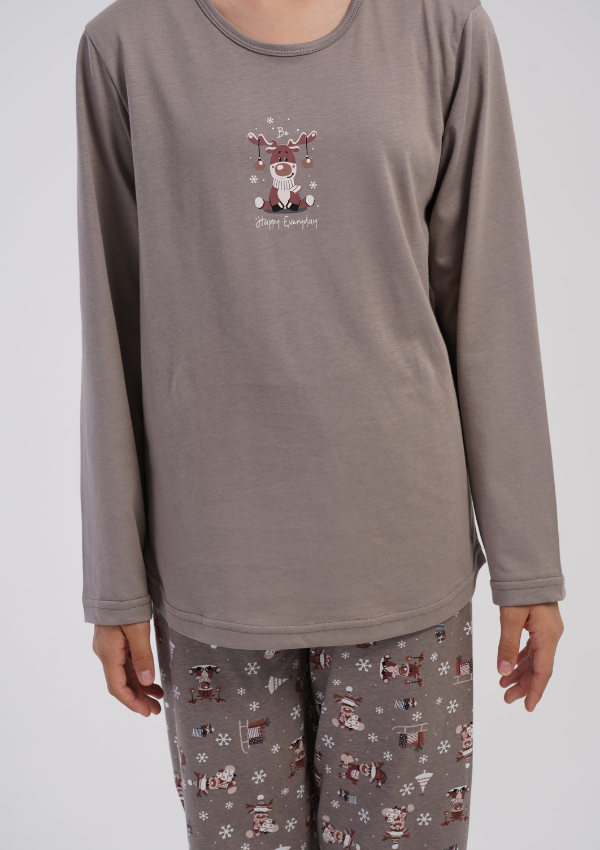 Piżama Dziecięca Vienetta Cozy Reindeer, Szary, r. 116-158