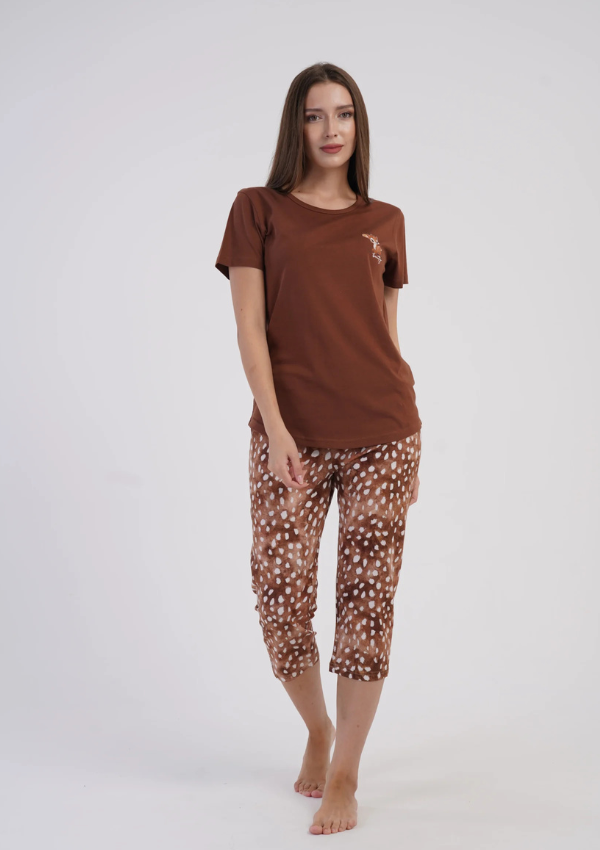 Piżama Damska Vienetta Woodland Deer, Brązowy, r. M-XXL