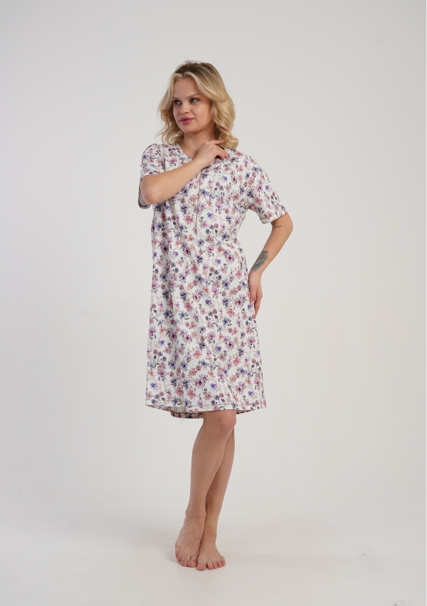Koszula Nocna Vienetta Floral White, Różowy, r. M-XXL