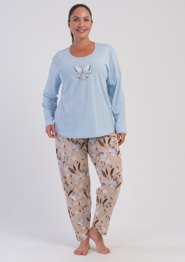 Piżama Damska Vienetta Sand Butterfly, Niebieski, r. 1XL-4XL