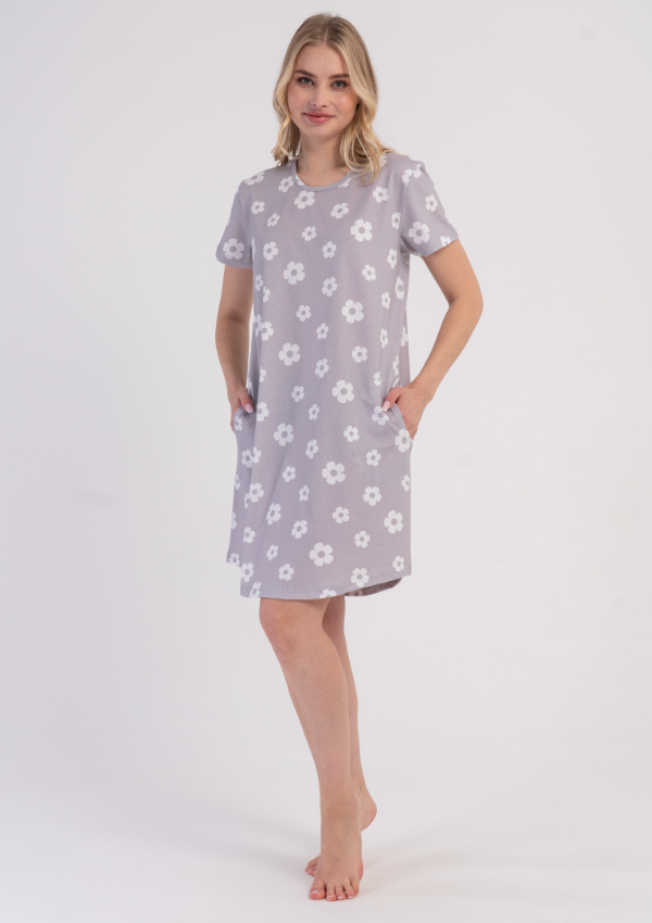 Koszula Nocna Vienetta Silver Daisy, Szary, r. M-XXL