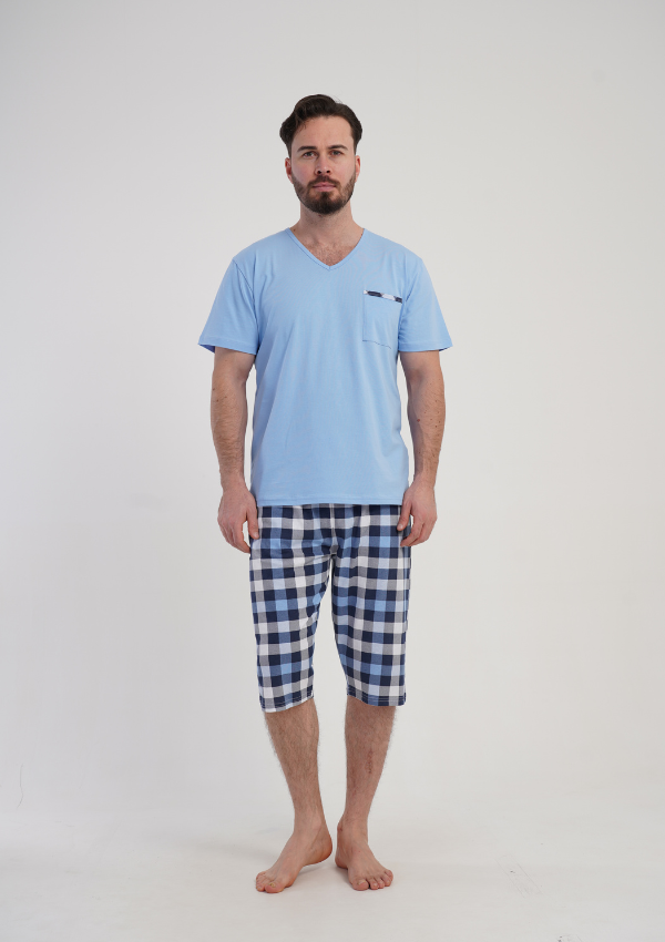 Piżama Męska Vienetta Blue Relax, Niebieski, r. L-XXL