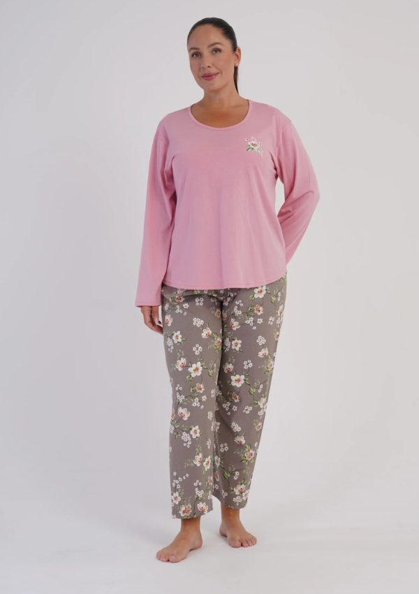Piżama Damska Vienetta Pink Blossom, Różowy, r. 1XL-4XL