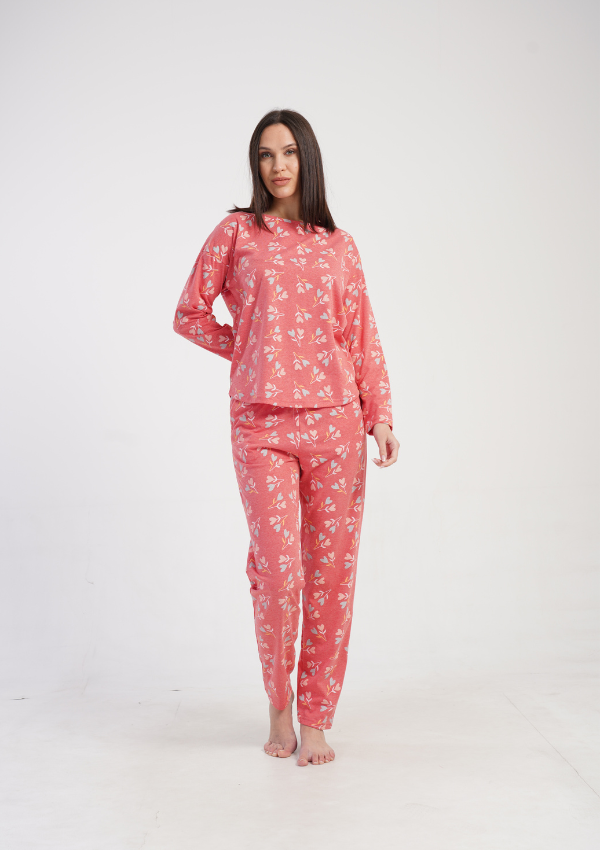 Piżama Damska Vienetta Coral Bloom, Koralowy, r. M-XXL