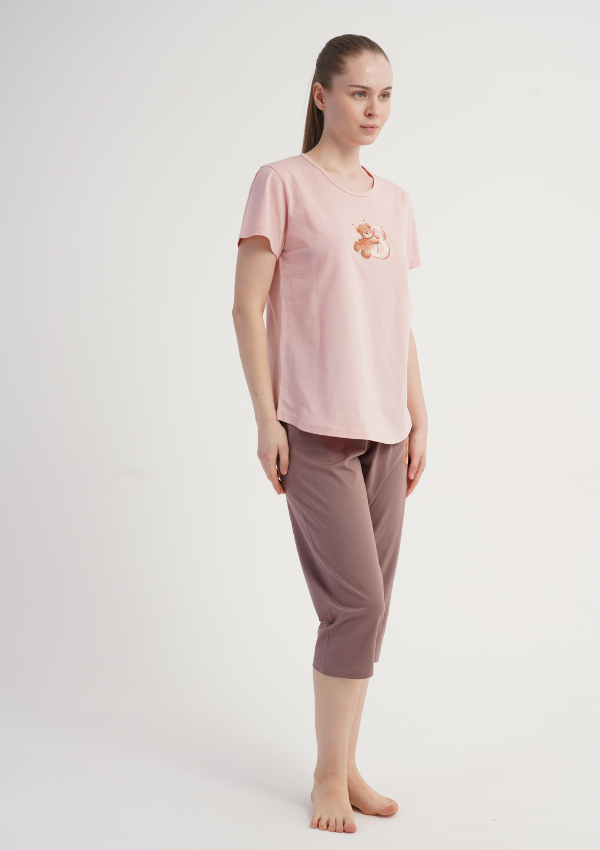 Piżama Damska Vienetta Bear Blush, Różowy, r. M-XXL