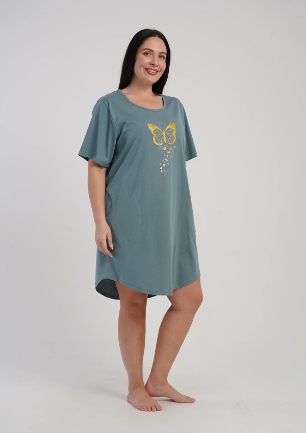 Koszula Nocna Damska Vienetta Petrol Wing, Zielony, r. 1XL - 4XL