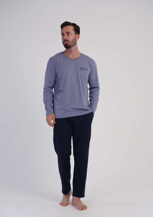 Piżama Męska Vienetta Navy Modern, Niebieski, r. M-XXL