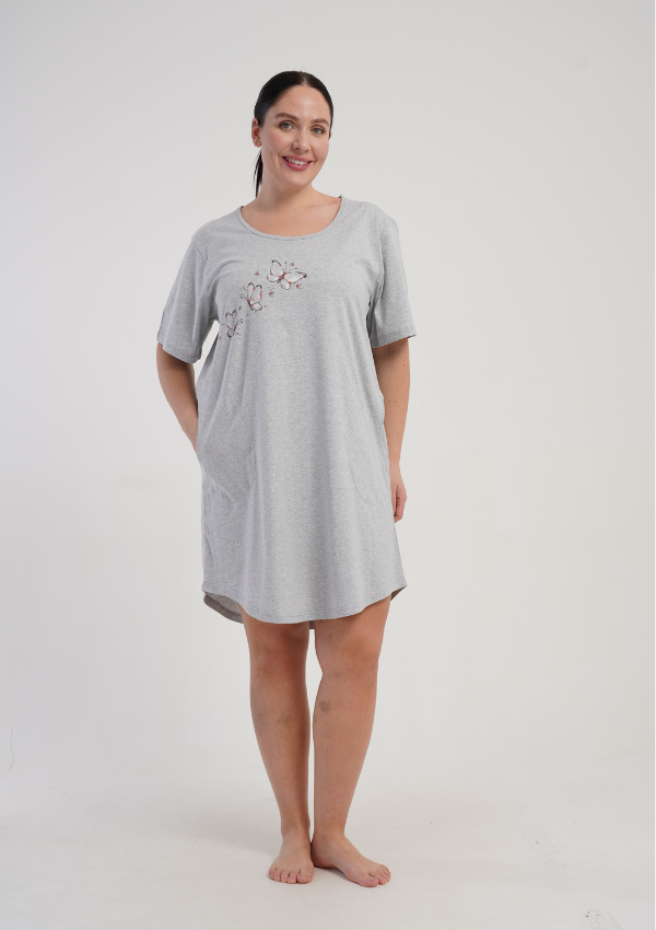 Koszula Nocna Damska Vienetta Apricot Breeze, Szary, r. 1XL - 4XL