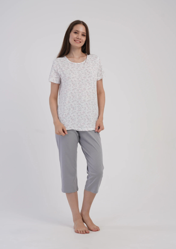 Piżama Damska Vienetta White Blossom, Biały, r. M-XXL