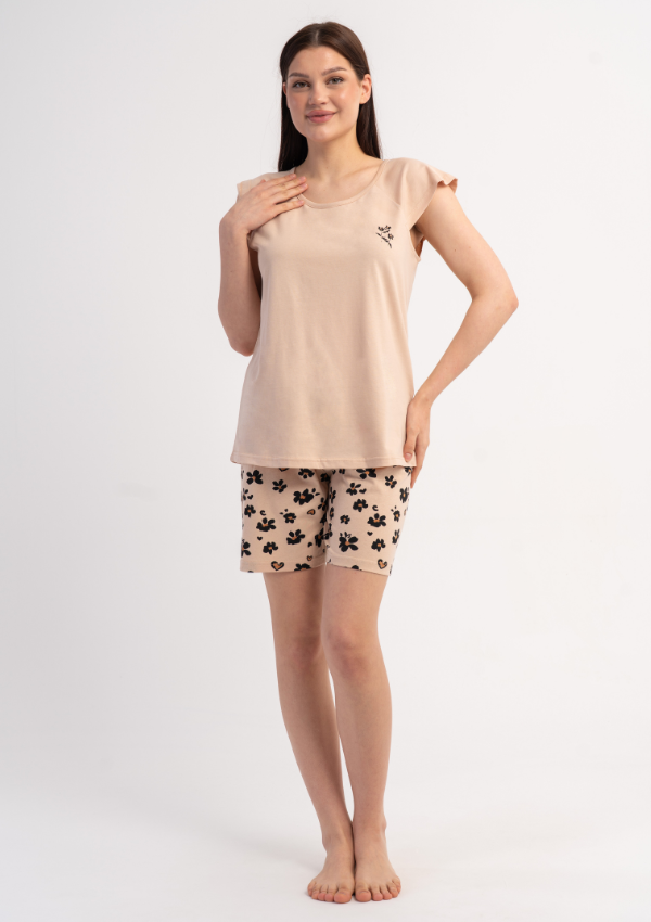 Piżama Damska Vienetta Floral Summer, Beżowy, M -XXL