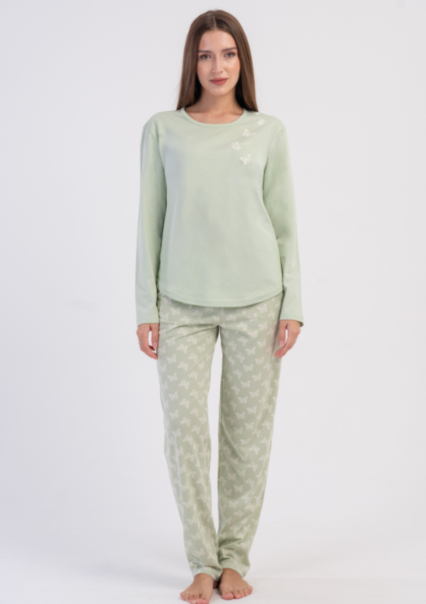 Piżama Damska Vienetta, Mint Butterfly, Zielony, r. M-XXL