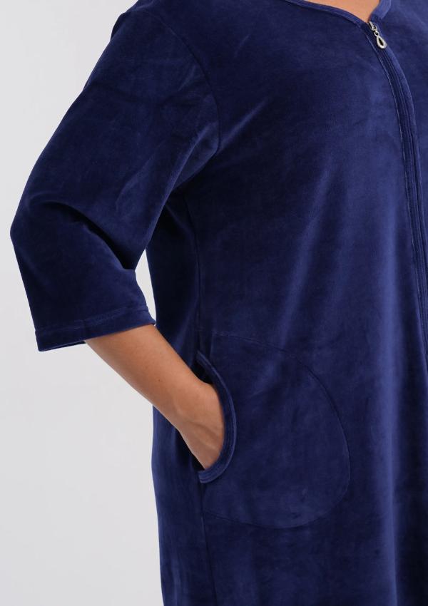Szlafrok damski Vienetta Velvet Comfort, Granatowy, r. 1XL-4XL