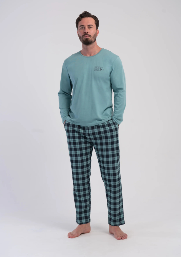 Piżama Męska Vienetta Teal Navy, Zielony, r. M-XXL