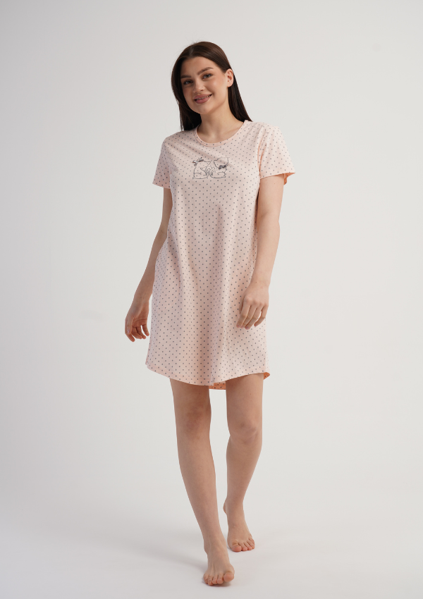 Koszula Nocna Vienetta Kitty Dots, Różowy, r. M-XXL
