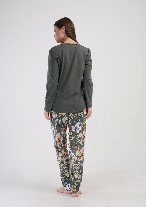 Piżama Damska Vienetta Floral Haven, Zielony, r. 1XL-4XL