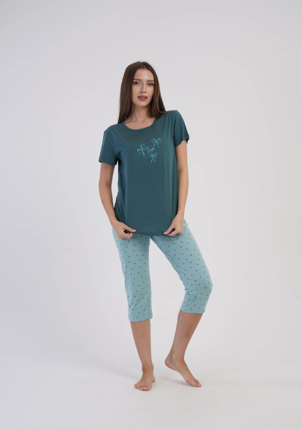 Piżama Damska Vienetta Deep Teal, Turkusowy, r. M-XXL