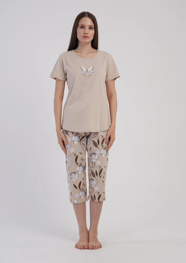 Piżama Damska Vienetta Butterfly Dreams, Beżowy, r. M-XXL